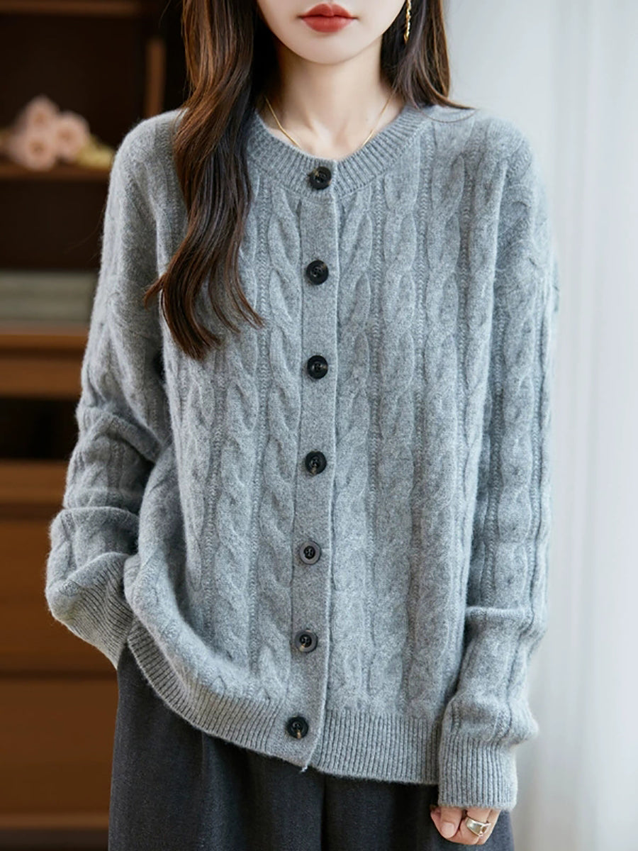Women Autumn Casual Warm Wool O-Neck Sweater