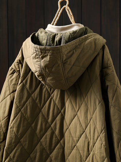 Women Autumn Casual Pure Color Hooded Padded Coat