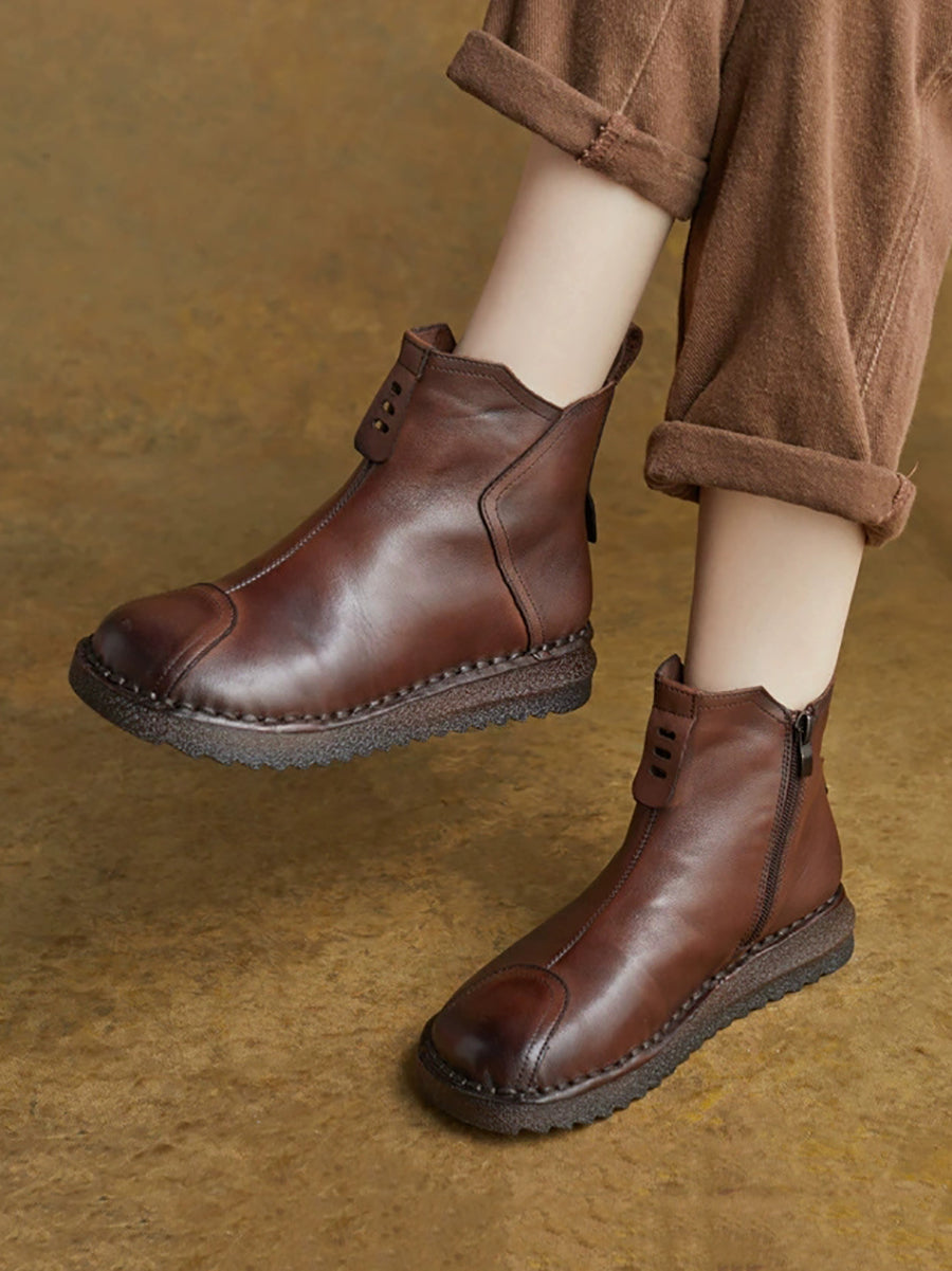 Women Vintage Genuine Leather Ankle Boots