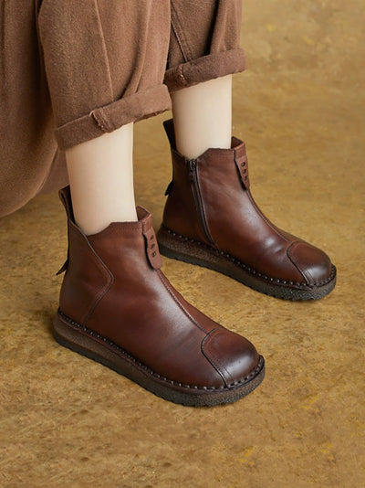 Women Vintage Genuine Leather Ankle Boots