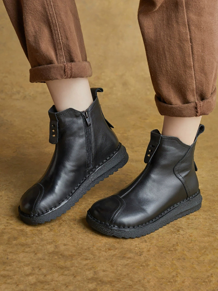 Women Vintage Genuine Leather Ankle Boots