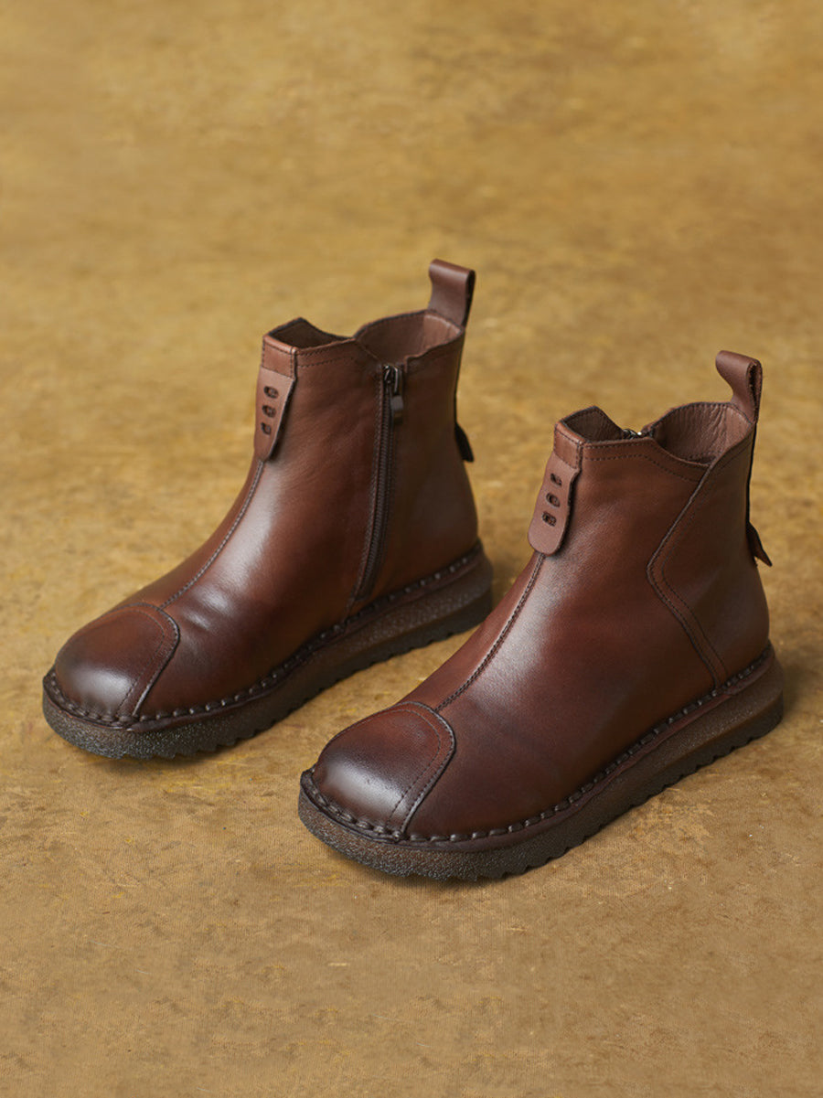 Women Vintage Genuine Leather Ankle Boots