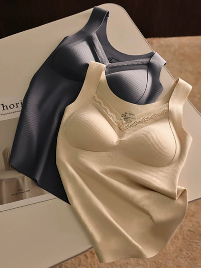 Women Autumn Warm Pure Color V-Neck Base Vest