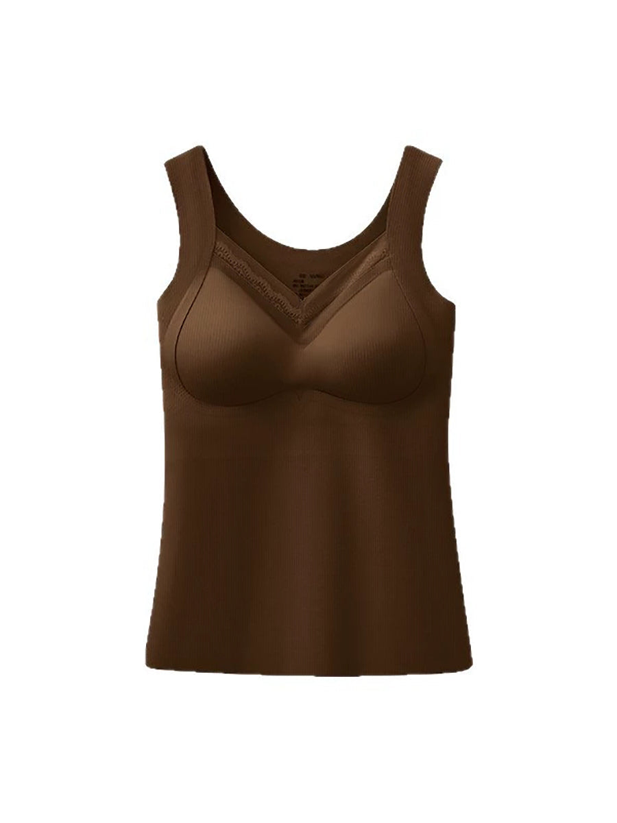 Women Autumn Warm Pure Color V-Neck Base Vest