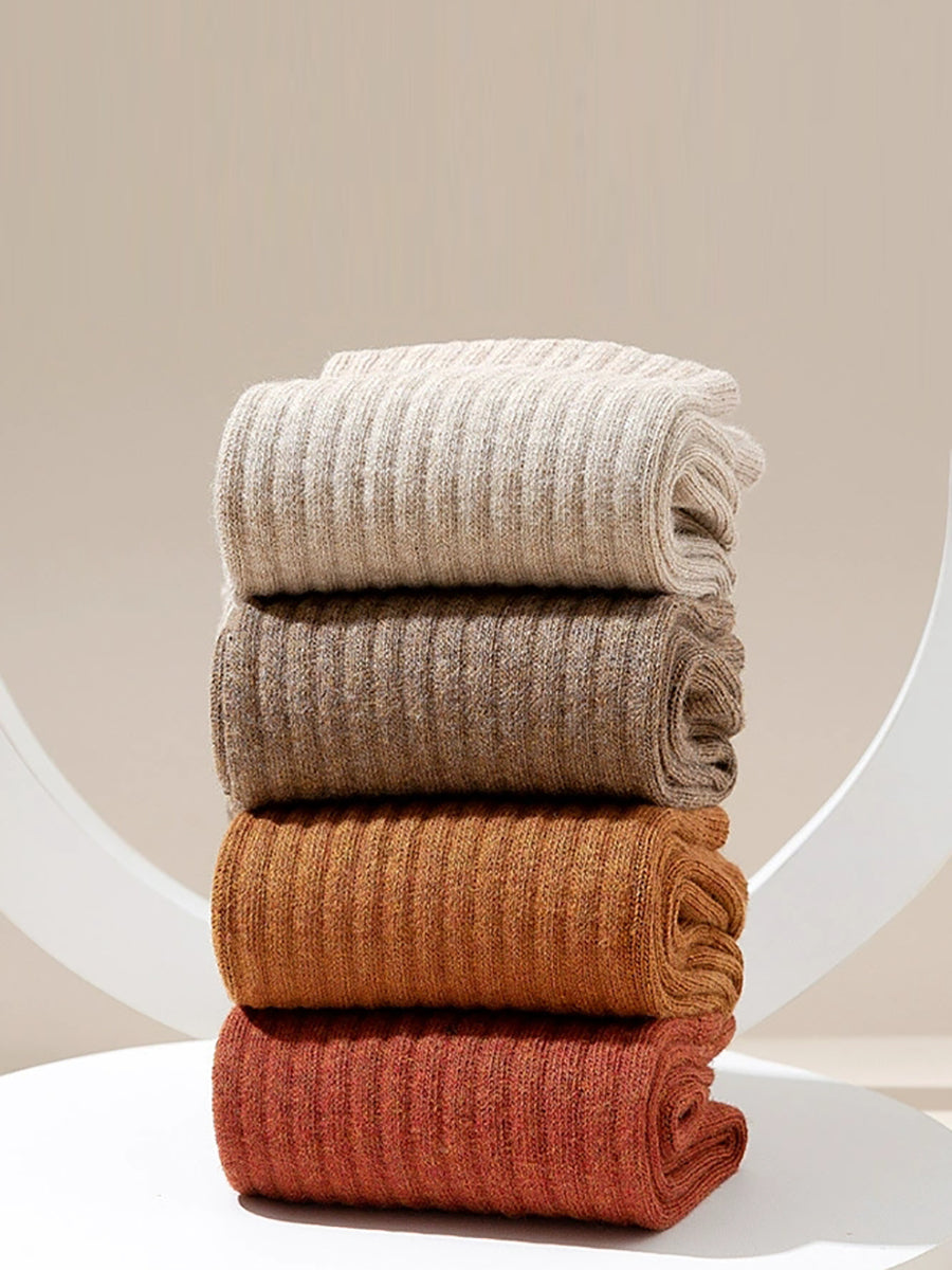 7 Pairs Women Autumn Pure Color Cotton Socks