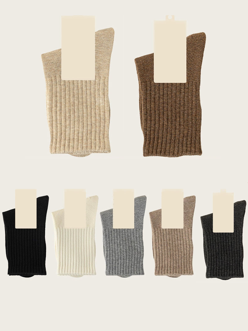 7 Pairs Women Autumn Pure Color Cotton Socks