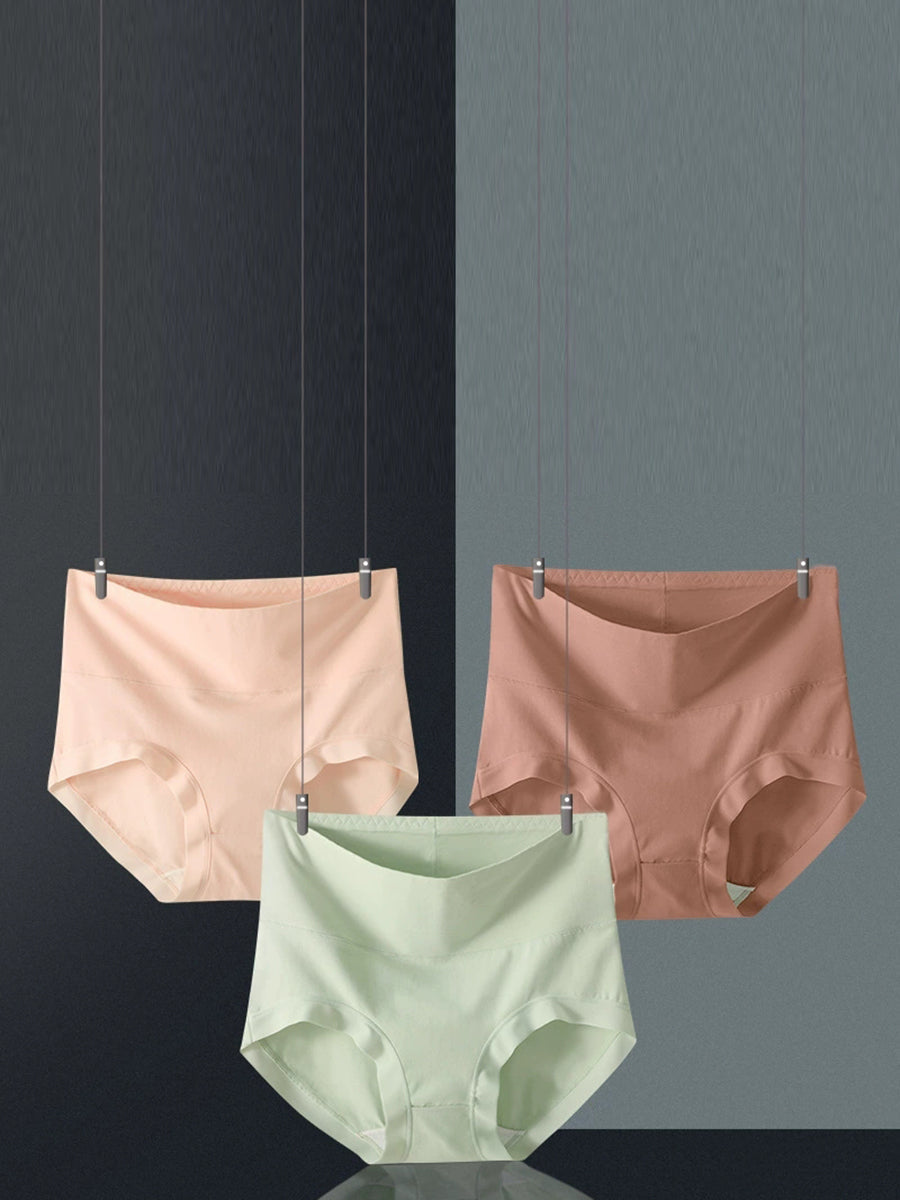 6 Pieces Women Winter Pure Color High Waist Underwear