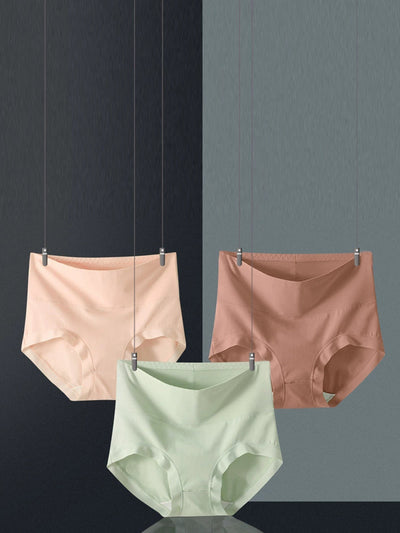 6 Pieces Women Winter Pure Color High Waist Underwear
