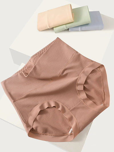 6 Pieces Women Winter Pure Color High Waist Underwear