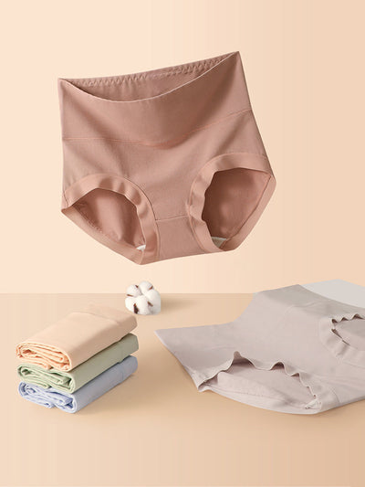 6 Pieces Women Winter Pure Color High Waist Underwear