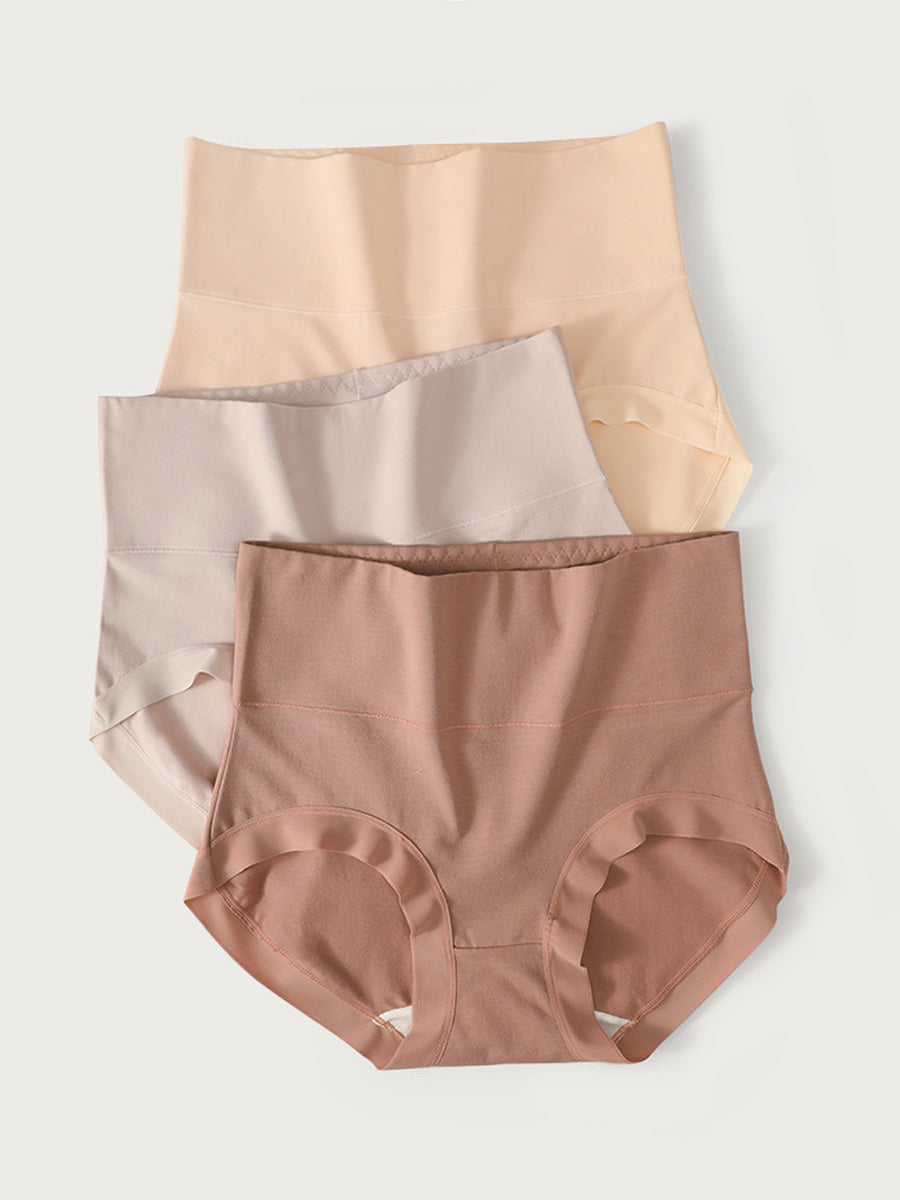 6 Pieces Women Winter Pure Color High Waist Underwear
