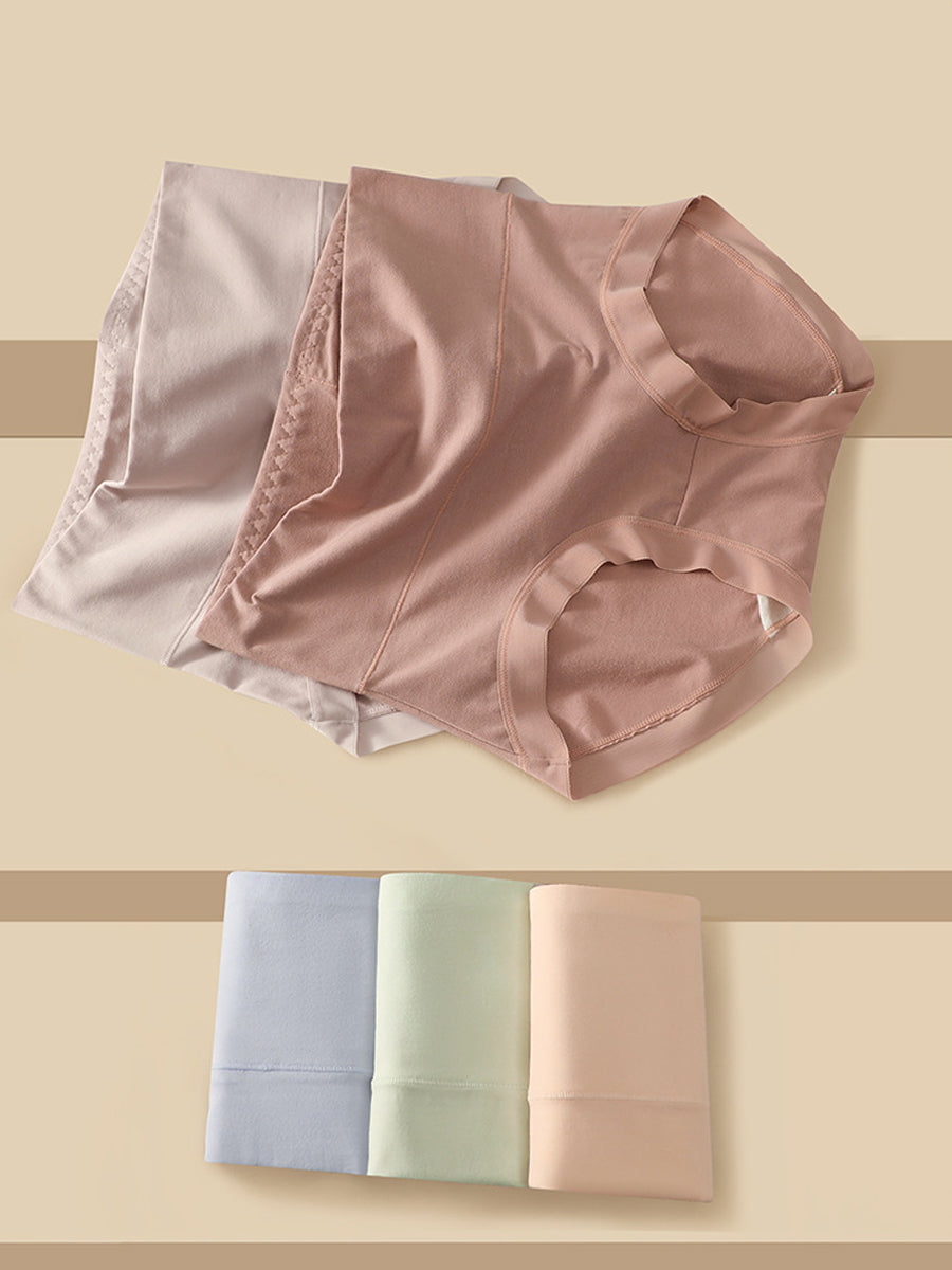 6 Pieces Women Winter Pure Color High Waist Underwear