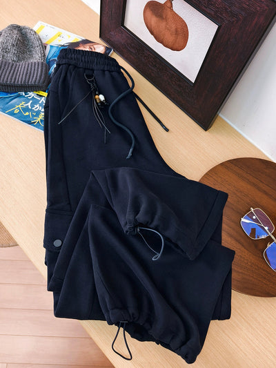 Women Autumn Casual Pure Color Cotton Harem Pants