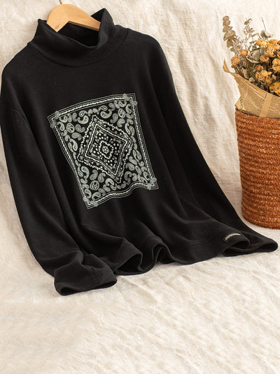 Women Autumn Casual Print O-Neck Blouse