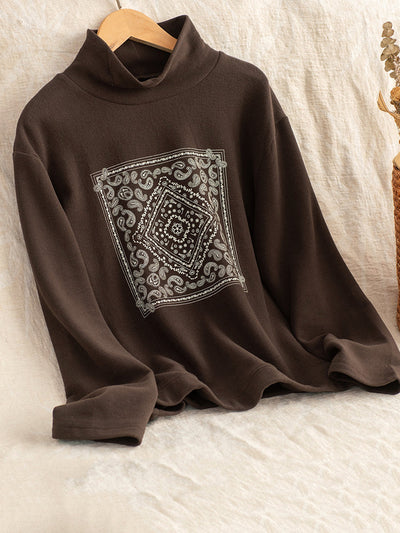 Women Autumn Casual Print O-Neck Blouse