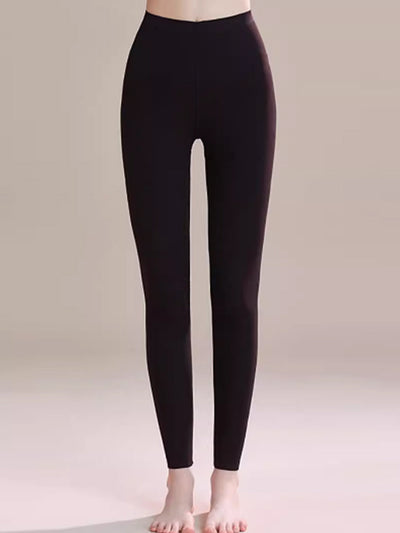 Women Autumn Warm Pure Color High Waist Leggings