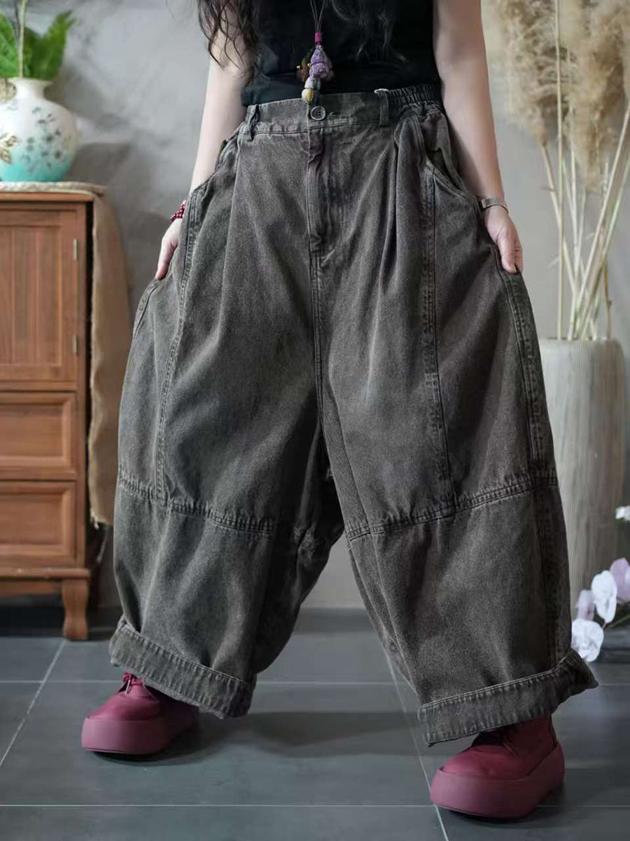 Women Autumn Pure Color Loose Harem Pants