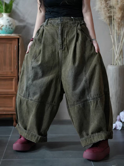 Women Autumn Pure Color Loose Harem Pants