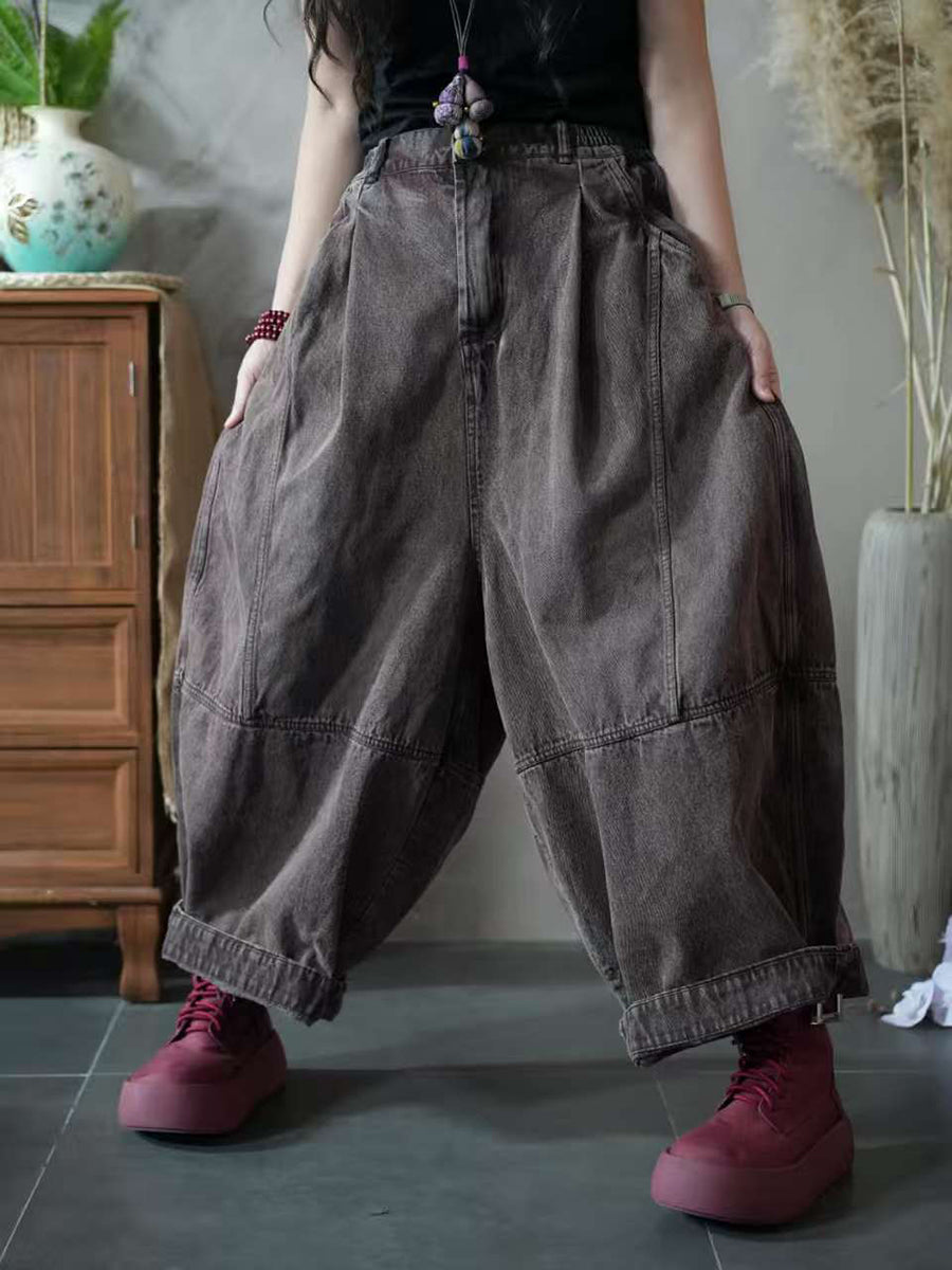 Women Autumn Pure Color Loose Harem Pants