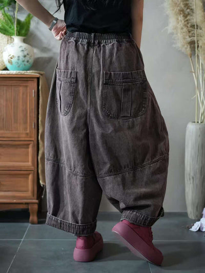 Women Autumn Pure Color Loose Harem Pants