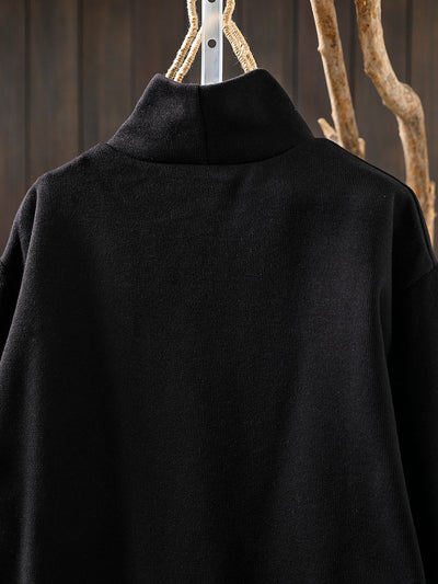 Women Autumn Casual Print Cotton Turtleneck Shirt