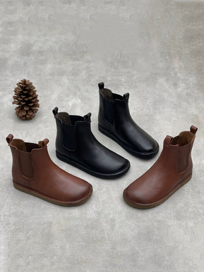 Women Vintage Winter Genuine Leather Chelsea Boots