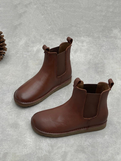 Women Vintage Winter Genuine Leather Chelsea Boots