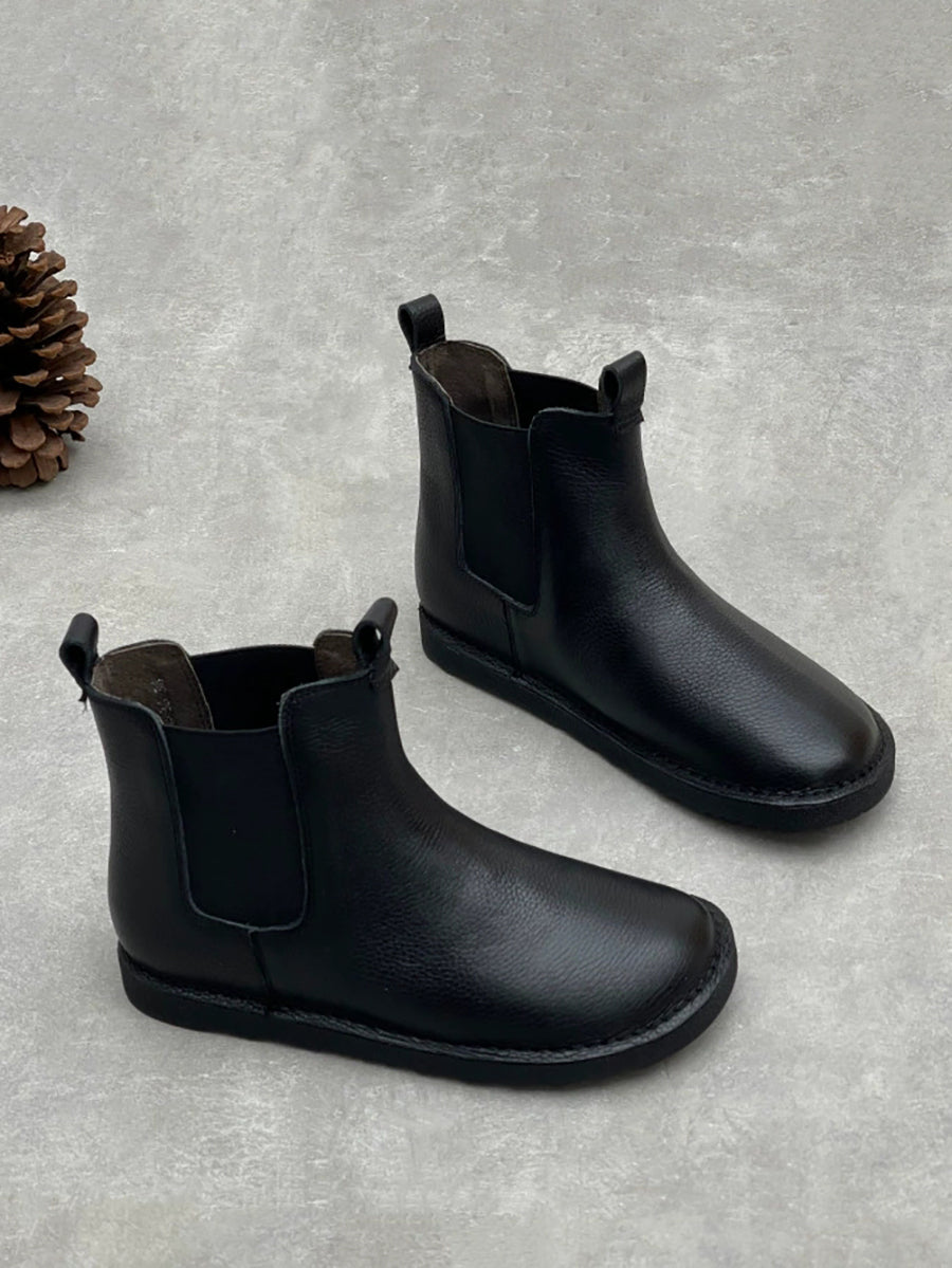 Women Vintage Winter Genuine Leather Chelsea Boots