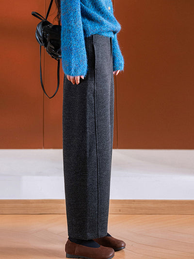 Women Autumn Casual Pure Color Straight Pants