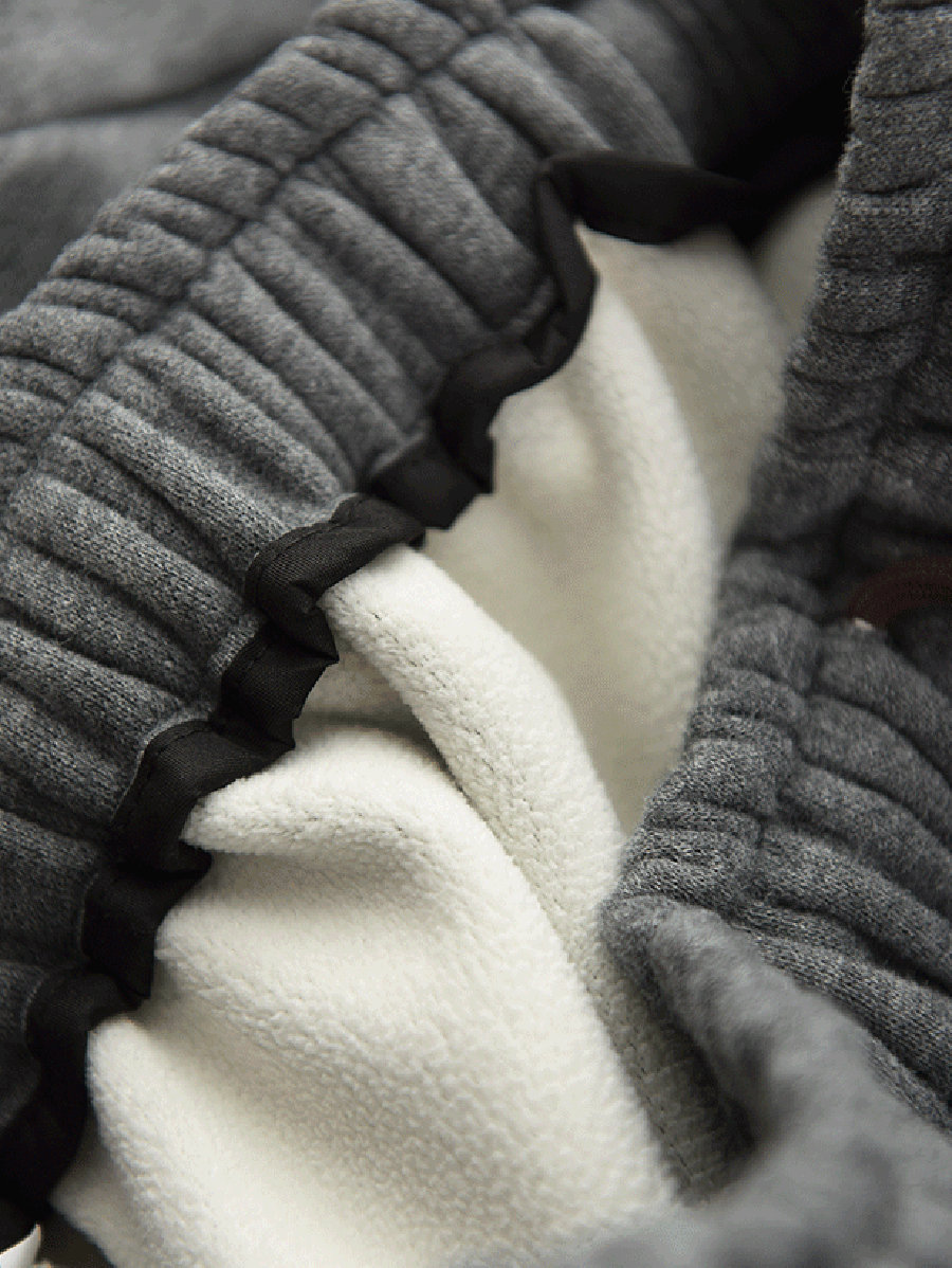 Women Autumn Casual Pure Color Fleece-lined Wide-leg Pants