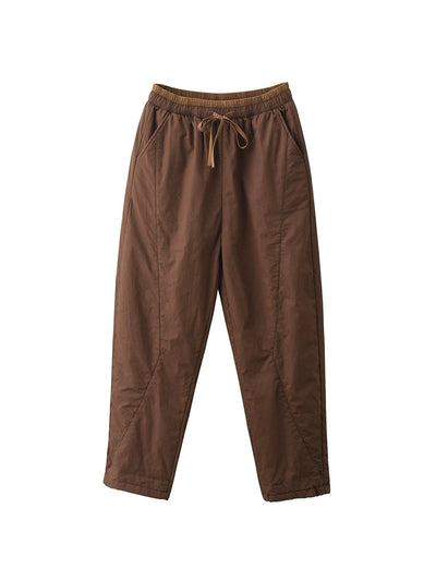 Women Winter Pure Color 100%Cotton Padded Harem Pants