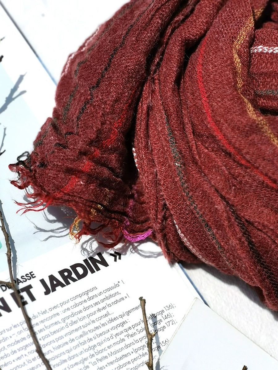 Women Winter Vintage Stripe Warm Shawl Scarf