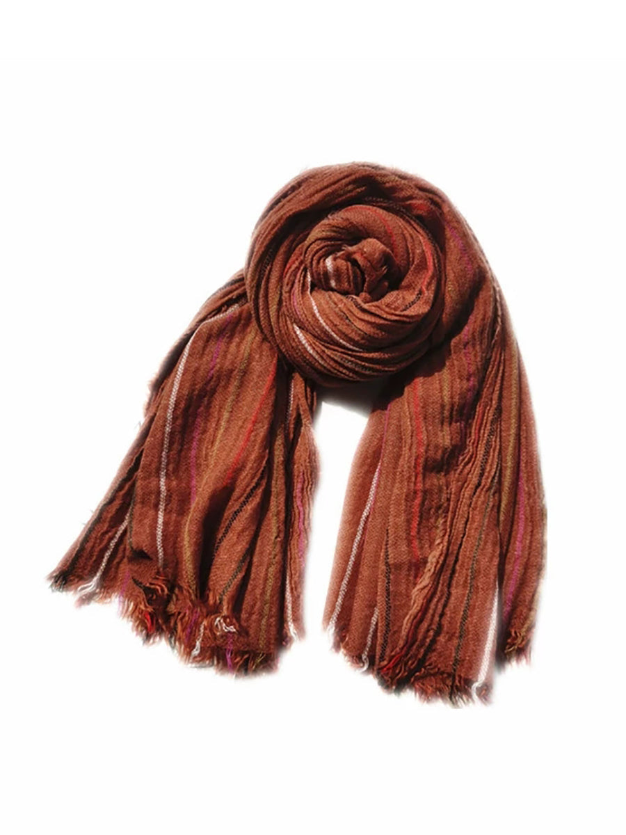 Women Winter Vintage Stripe Warm Shawl Scarf