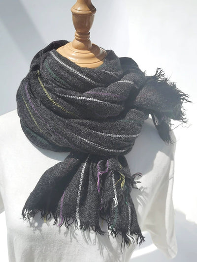 Women Winter Vintage Stripe Warm Shawl Scarf