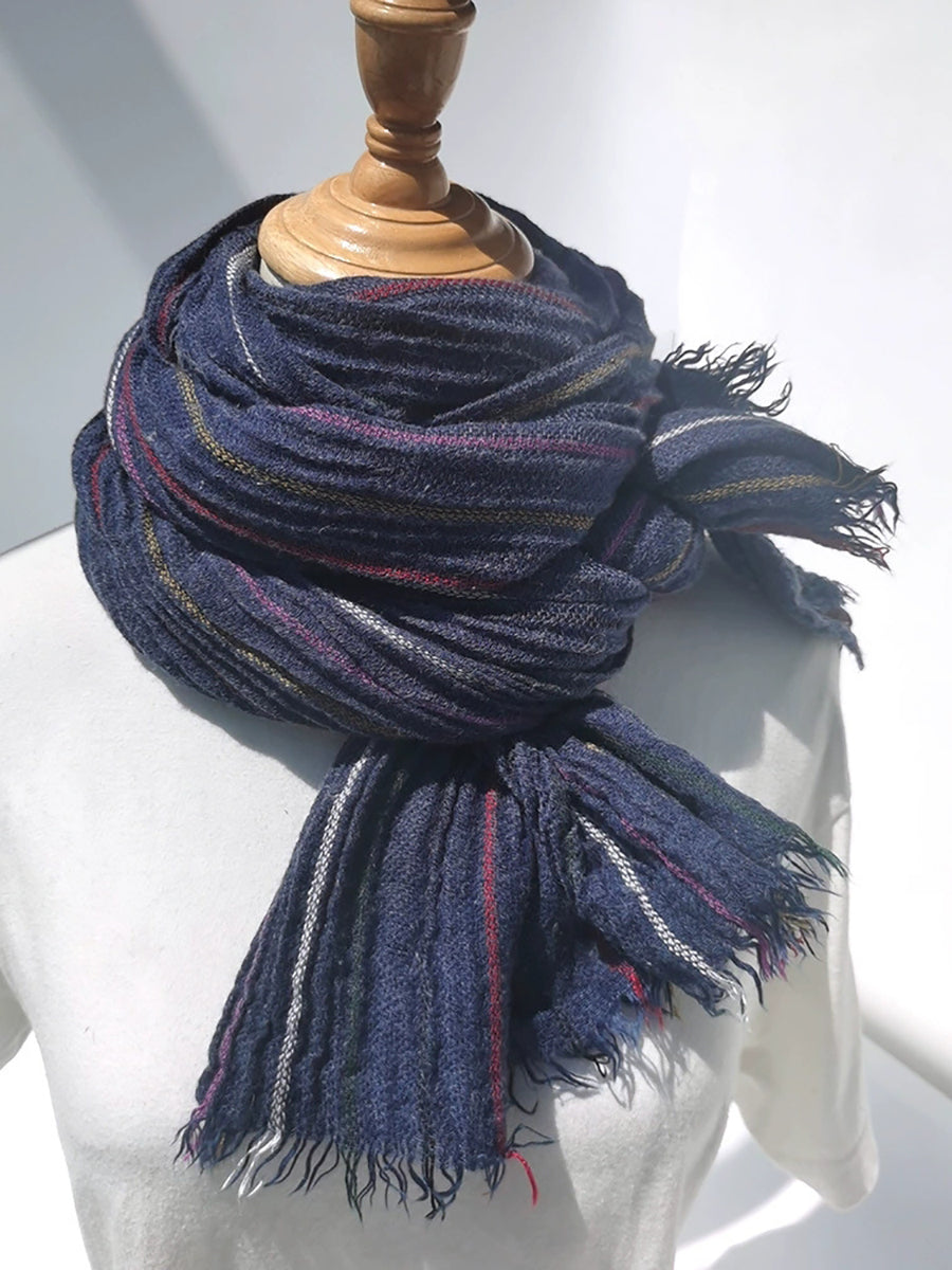 Women Winter Vintage Stripe Warm Shawl Scarf