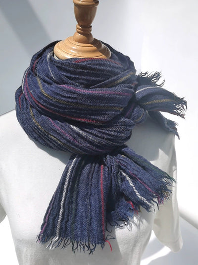 Women Winter Vintage Stripe Warm Shawl Scarf