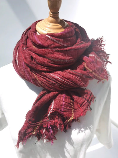 Women Winter Vintage Stripe Warm Shawl Scarf