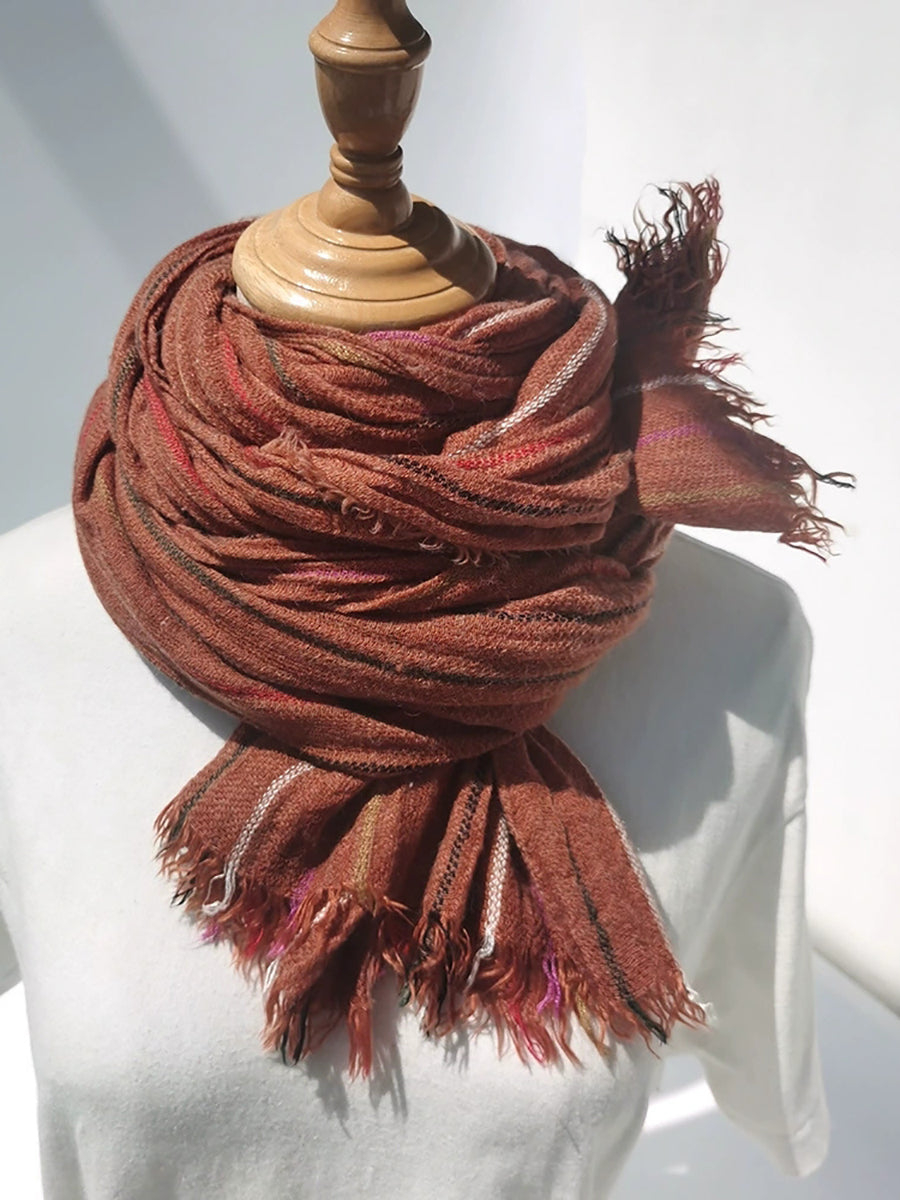 Women Winter Vintage Stripe Warm Shawl Scarf