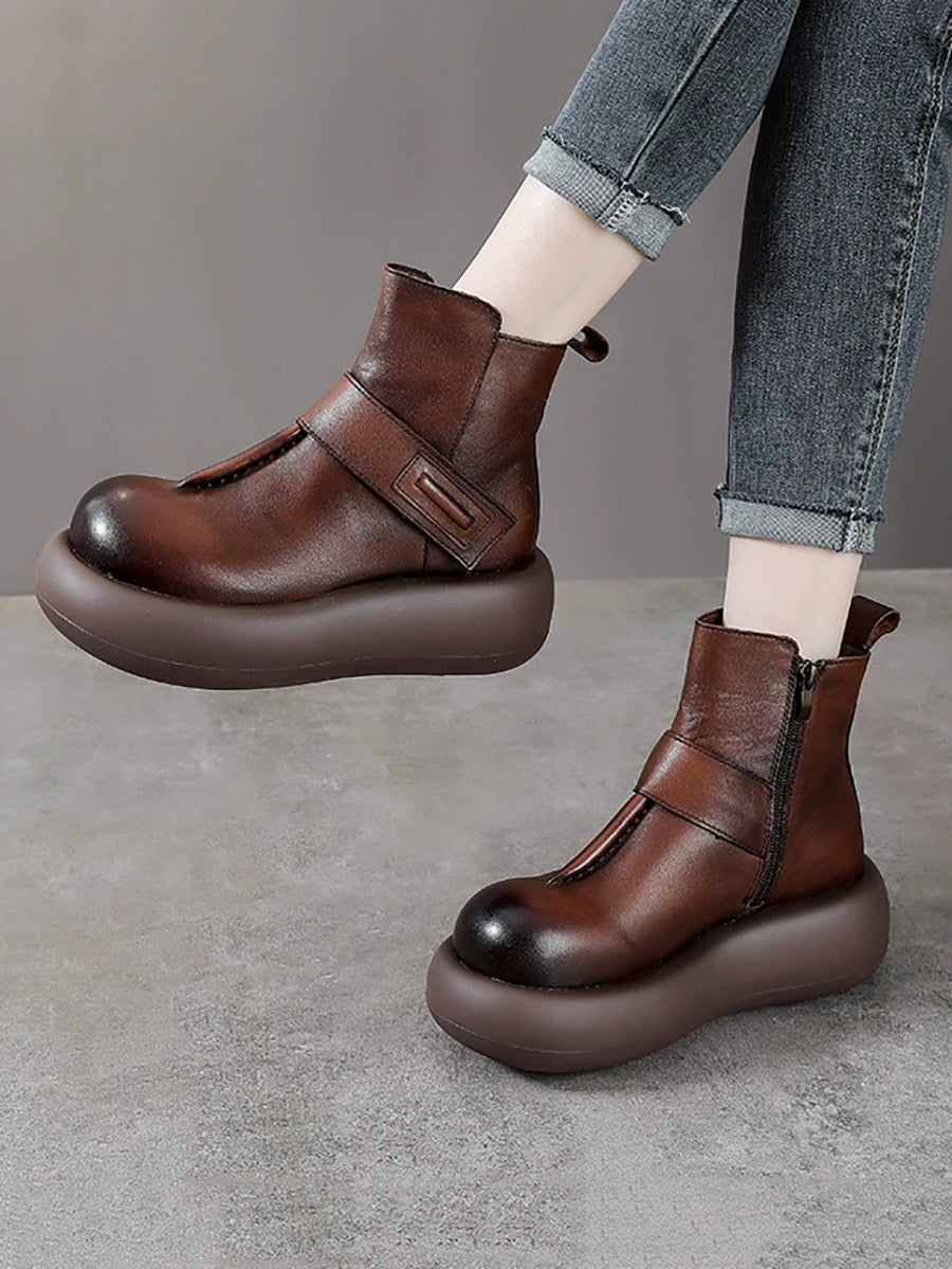 Women Winter Pure Color Platform Ankle Boots