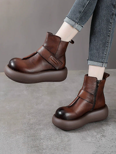 Women Winter Pure Color Platform Ankle Boots