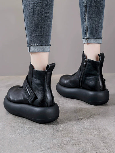 Women Winter Pure Color Platform Ankle Boots