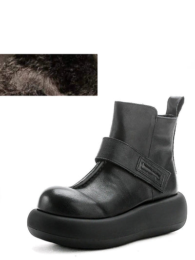 Women Winter Pure Color Platform Ankle Boots