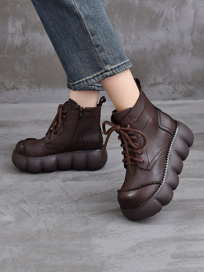 Women Winter Casual Pure Color Strap Platform Boots