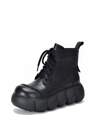 Women Winter Casual Pure Color Strap Platform Boots