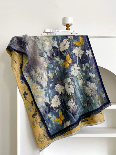 Winter Vintage Oil Painting Tassel Warm Shawl Scarf