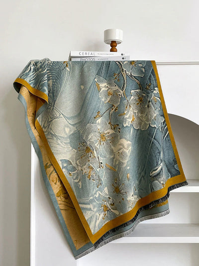 Winter Vintage Oil Painting Tassel Warm Shawl Scarf