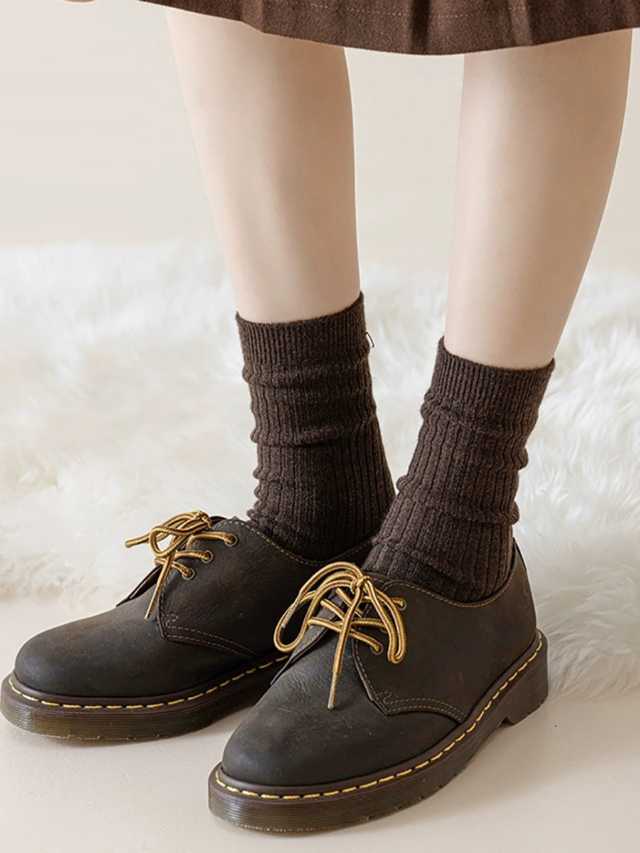 6 Pairs Women Winter Pure Color Warm Socks