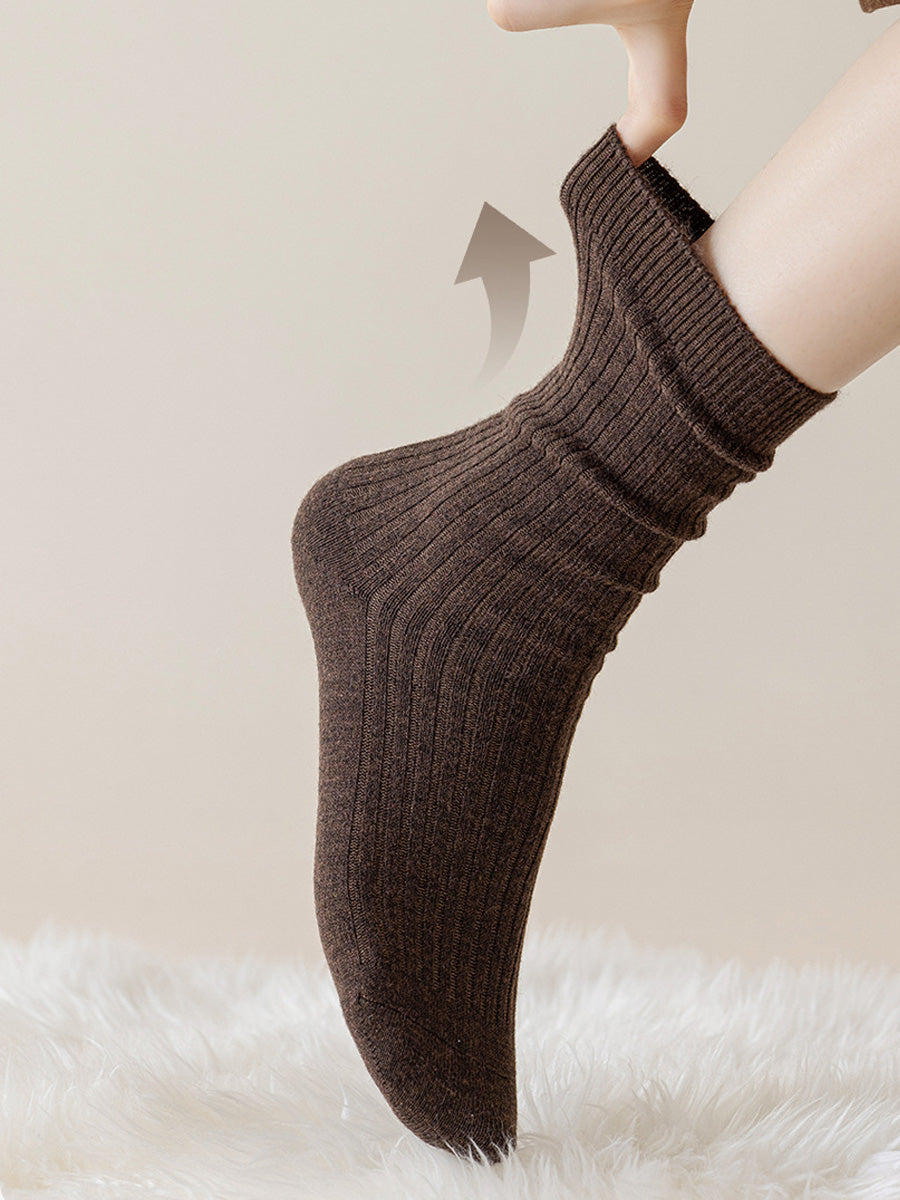 6 Pairs Women Winter Pure Color Warm Socks