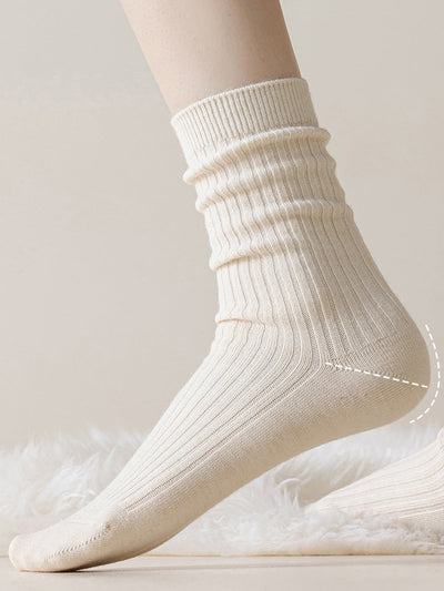 6 Pairs Women Winter Pure Color Warm Socks