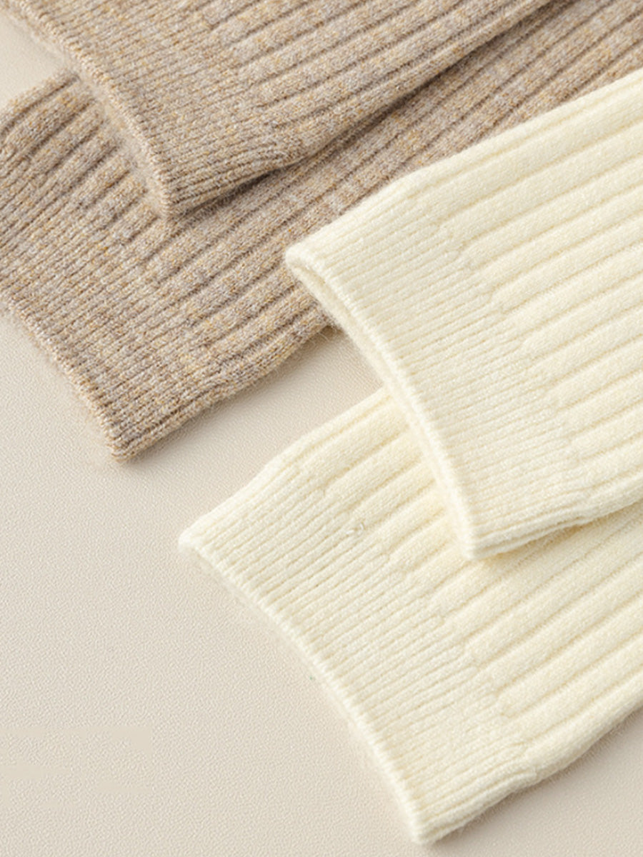 6 Pairs Women Winter Pure Color Warm Socks